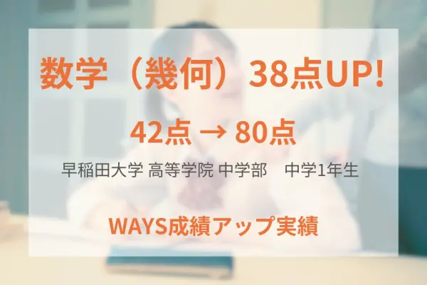 早稲田大学高等学院中学1年生―学習へのやる気と習慣で成績アップ！