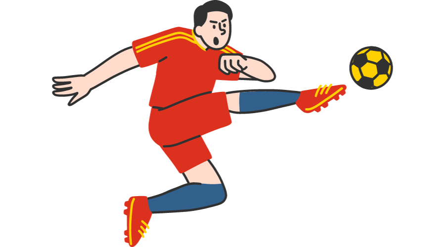 サッカーをする男性
