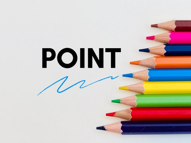 POINTと書かれた紙と色鉛筆