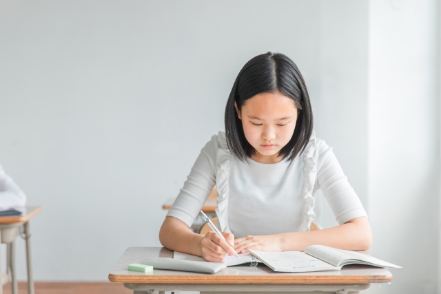 勉強する小学生