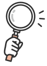 虫眼鏡で発見・解決を表現したイラスト