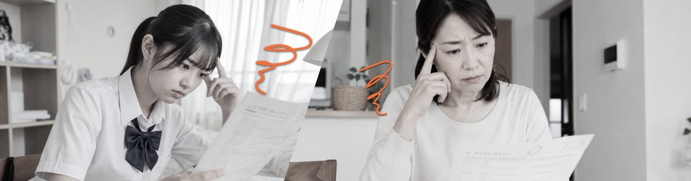 定期テストの点数に悩む中高一貫校生と指導する講師