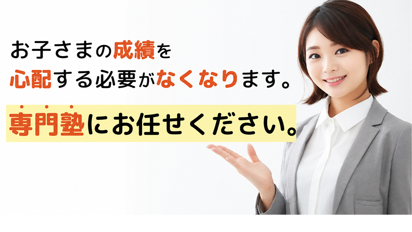 お子さまの成績を心配する必要がなくなります。専門塾にお任せください。