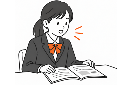 教科書の本文を音読する生徒