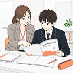 学校の教材をそのまま使って指導する講師と生徒