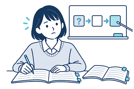 授業の速さについていけず、復習が積み上がる様子